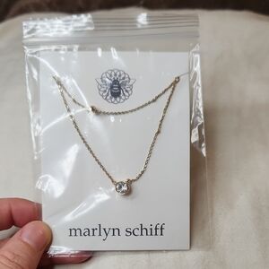 Marlyn Schiff Double Layered Necklace Dainty Gold Tone Gift Idea Minimalist